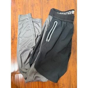 Gymshark Black Gray Baselayer Leggings With Faux Shorts 2 In 1 Men's Sz M